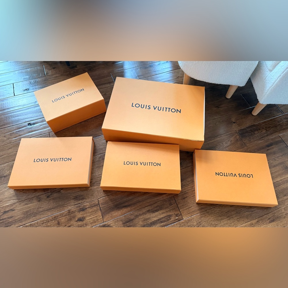 Louis Vuitton Signature Orange Box Collection 5 boxes plus Wrapping, ribbons.